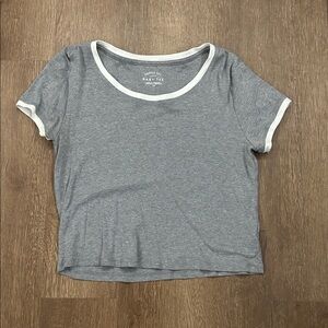 Gray Baby Tee with White Trim